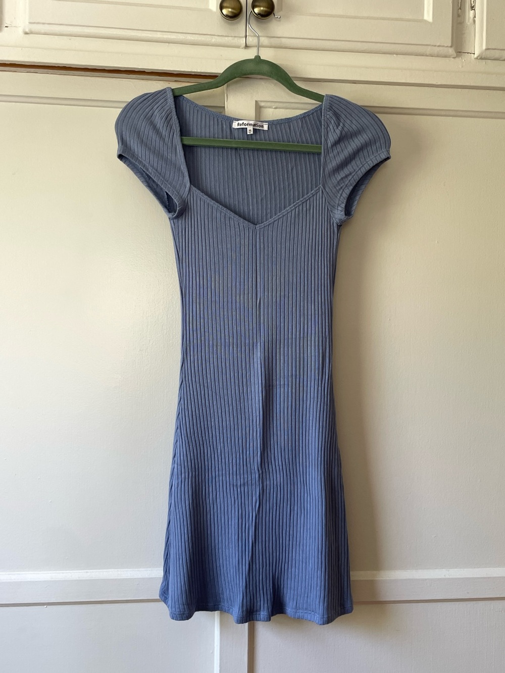 Periwinkle Blue Reformation ribbed minidress - Picture 1 of 9